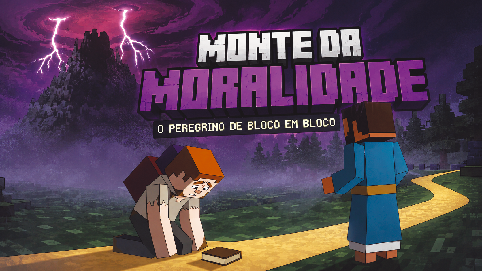 Cristão ajoelhado diante do monte da moralidade